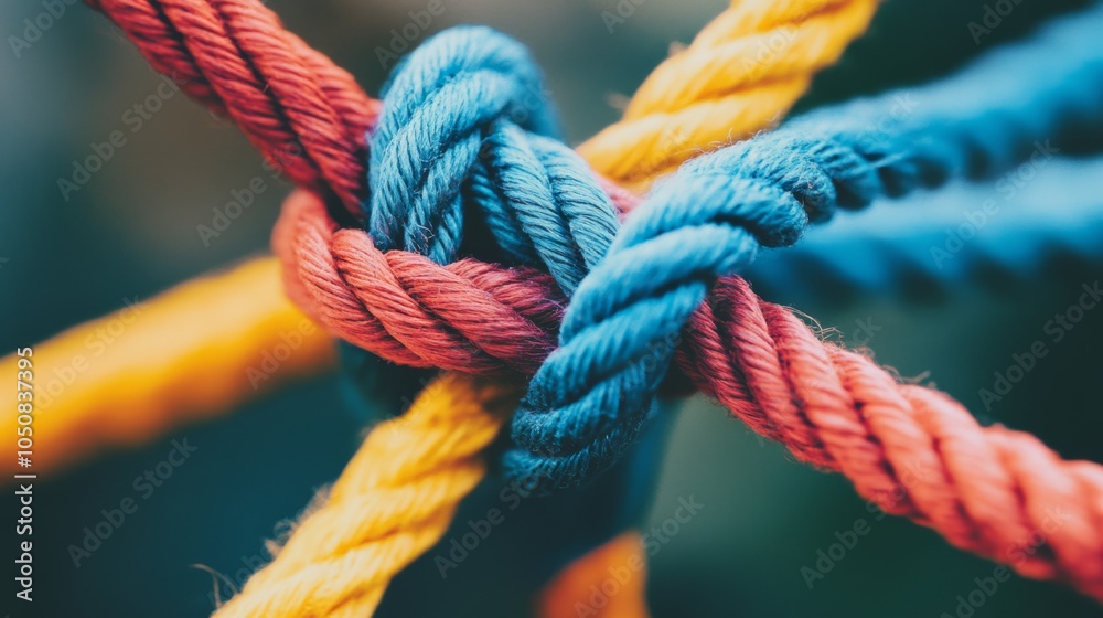 Aufkleber A network of intertwined threads in different shades forming a resilient fabric, Metaphorizing the interconnectedness and strength of diverse viewpoints, photography style