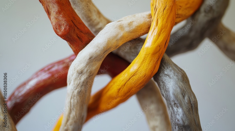Poster a network of intertwining roots in different shades, symbolizing the strength and interconnectedness