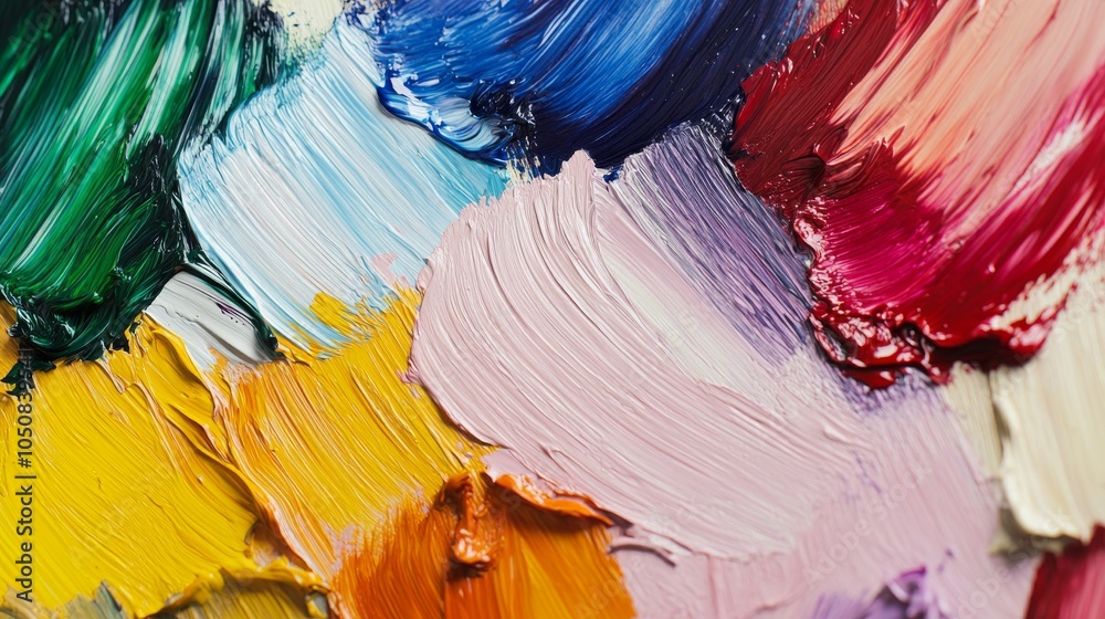 Poster a palette of paint strokes in different shades blending harmoniously, representing the richness and 
