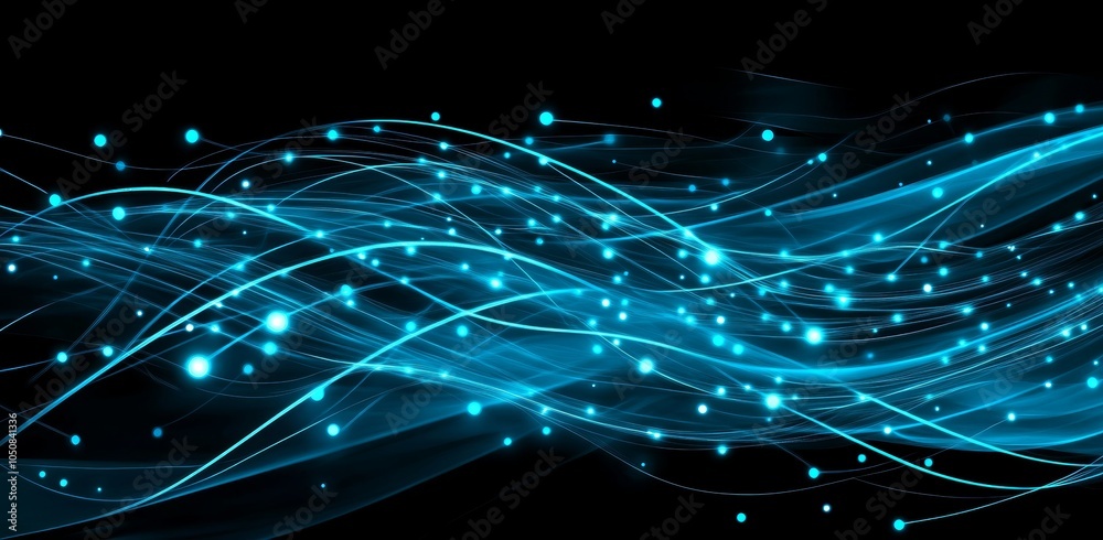 Poster 3d illustration of neural networks. big data and cybersecurity. data stream. global databases and st