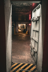 Cast iron door in underground shelter 