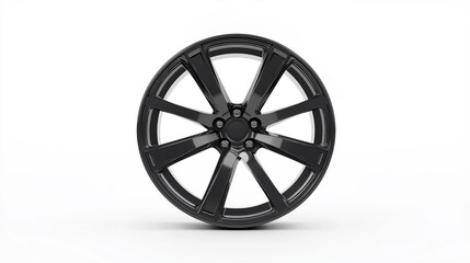 Fototapeta premium Black metallic disc wheel isolated white background. 
