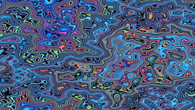 Fototapeta Abstract background with vibrant psychedelic pattern, featuring fluid, organic neon lines. Perfect for digital art, modern designs, and intricate, mesmerizing visual texture.