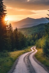 Obraz premium Old Mountain Path Leading to Horizon