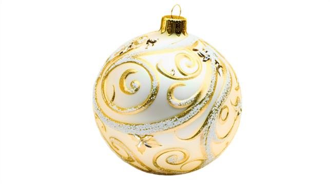 A Christmas ball is a famous and irreplaceable ornament placed on trees during Christmas and New Year's. This small golden ball is filled with festive spirit.