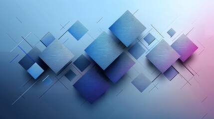 Fototapeta premium Abstract geometric squares on a gradient blue background, vector