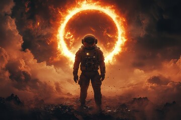 Obraz premium Astronaut Standing on a Mysterious Alien Planet