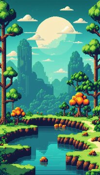 Retro style pixel art game background