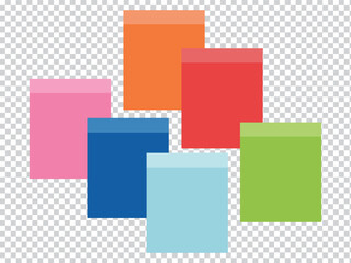 sticky notes and Multicolor post it notes with isolated on transparent background. blank Colored sticky, Multicolor post notes collection with curled corners and shadows style. Vector illustration