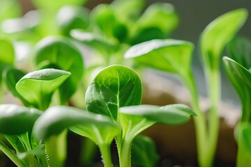 Obraz premium Close-up of fresh microgreens leaves