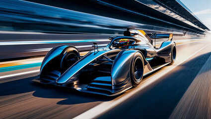 Fototapeta premium Racing cars on a race track. 3d rendering