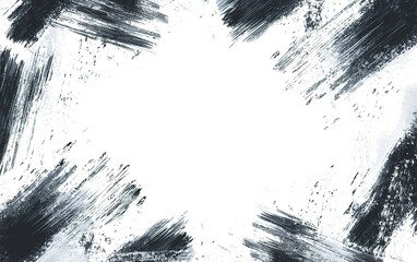 Obraz premium Abstract black and white brush strokes create a striking contrast on a blank canvas background, showcasing artistic expression and movement