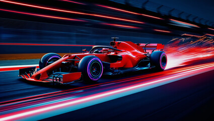 Racing cars on a race track. 3d rendering