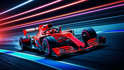 Obraz premium Racing cars on a race track. 3d rendering