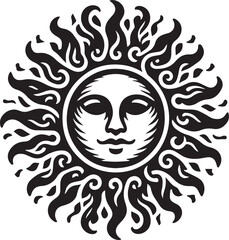 Obraz premium Black and white Sun vector