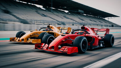 Racing cars on a race track. 3d rendering