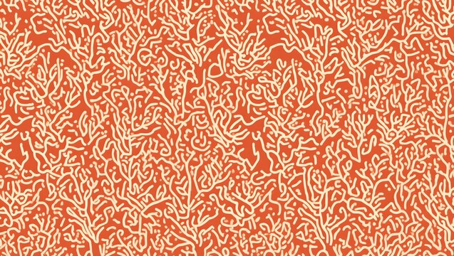 Vibrant coral pattern in orange and red hues evoking a sea inspired aesthetic