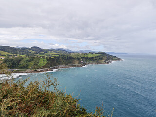 The view of seaside from San Anton, Getaria village, the Basque country, Spain