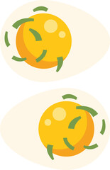 This vector illustration shows two boiled eggs seasoned with chives, served on a white background