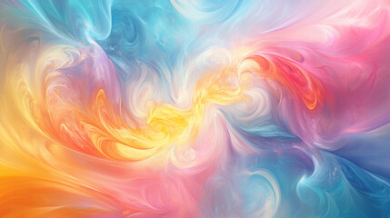 Obraz premium Colorful abstract fluid art with blue, pink and golden swirls.