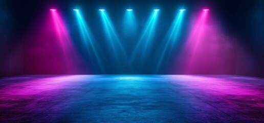 Professional Music Video Background with Flowing Blue and Electric Purple Neon Lights.Generative AI
流れる青と電気紫のネオンライトのあるプロフェッショナルミュージックビデオ背景