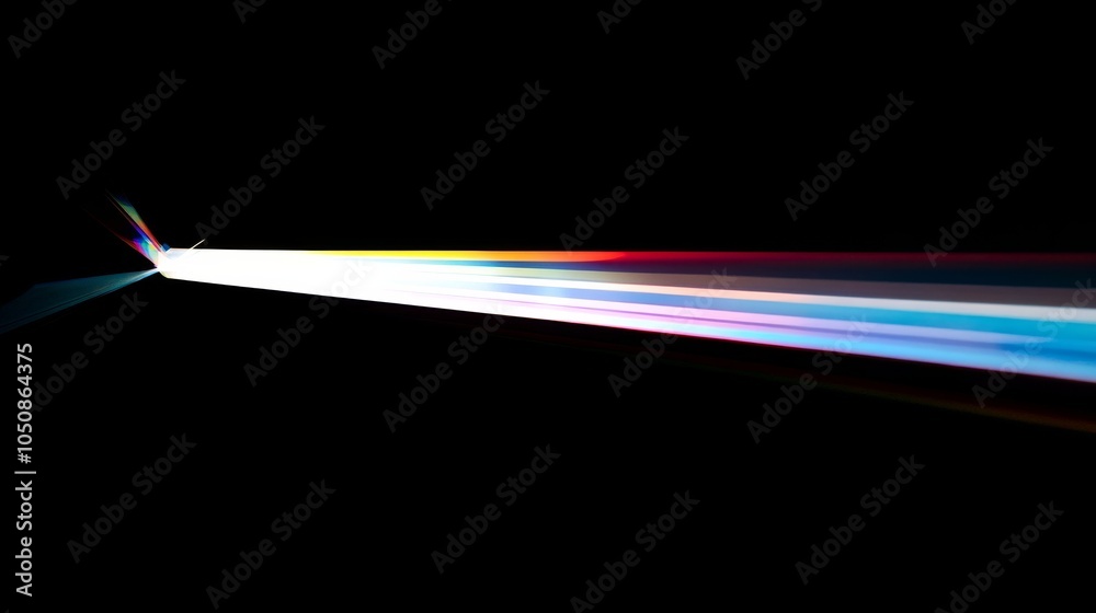 Poster A prism splitting white light into a spectrum of colors against a black background symbolizing diversity, Emphasizing the beauty and variety created by different perspectives, minimalistic style