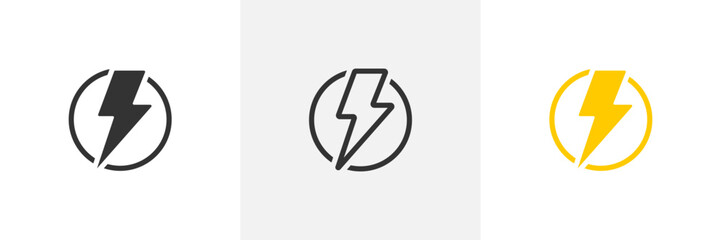 Thunder Bold Lightning Flash icons, Lightning bolt icon. Vector lightning logo electric, set of thunder and lightnings. Lightning bolt signs, Lightnings icon set illustration.