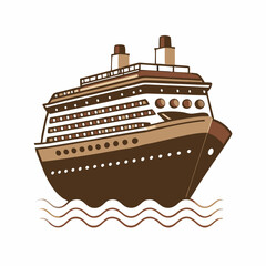 Obraz premium Cruise Ship on Water (Front View) Icon