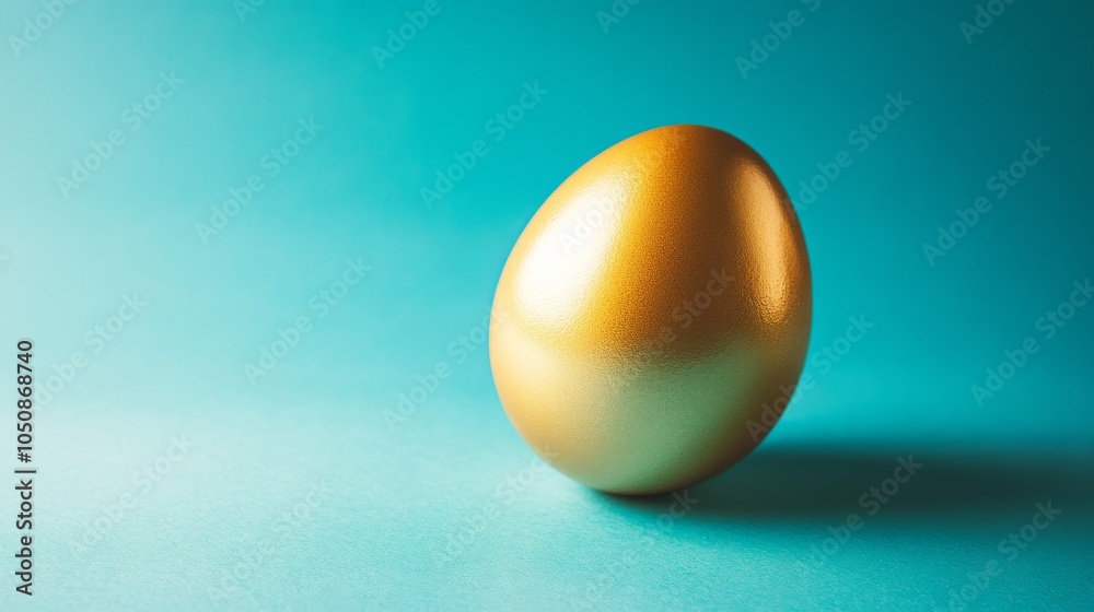 Aufkleber a single golden egg on a bright blue background representing the value of diversity, emphasizing the