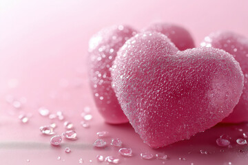 Obraz premium Pink Heart Shaped Sweet Dessert with Glossy Sugar Finish for a Romantic Pastel Celebration