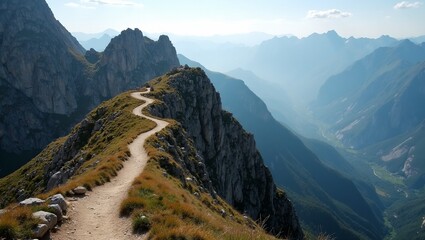 Scenic mountain trail with switchbacks and valley views