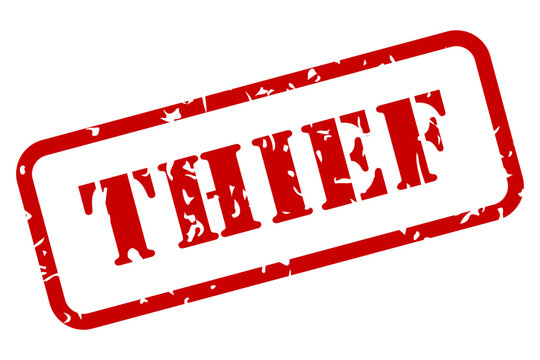 recommend clip art: Thief red rubber stamp vector with texture isolated