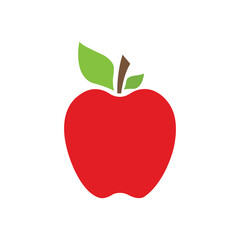 A Red Apple vector icon with Leaf