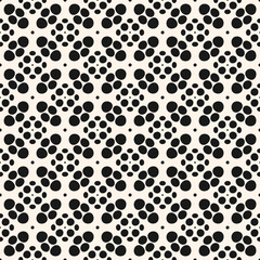 Abstract seamless pattern with small organic shapes, dots, drops. Simple black and white geometric background texture. Vector minimal monochrome ornament. Repeated geo design for decor, wallpaper