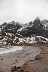 Beautiful landscape of the seashore on the background of rocky