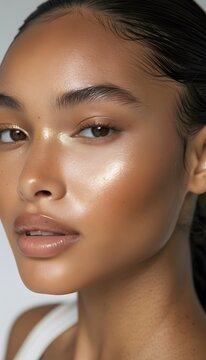 Beauty portrait of mixed race model with natural make-up
