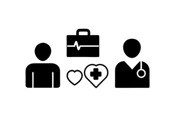 Health checkup line icon set . Medical care patient diagnosis icon collection.on white background. 