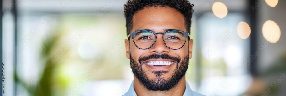 Wall mural happy young latin business man executive holding tablet at the office