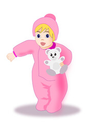 Toddler girl with teddy bear