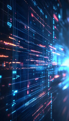 Obraz premium Futuristic Interface with Glowing Blue Lights and Abstract Tech Background-