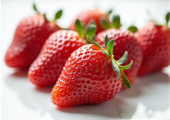 Strawberries on a white background. Shallow dof.