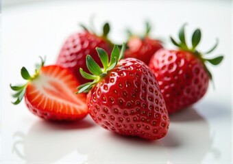 Strawberries on a white background. Shallow dof.