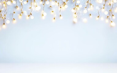 Festive Christmas lights glowing against a serene blue background, creating a warm holiday ambiance.
