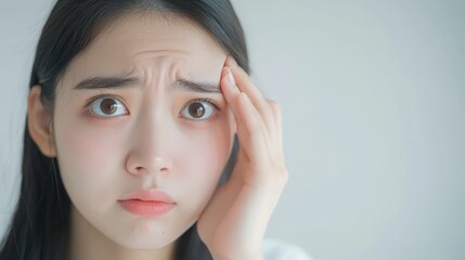 Health care concept, eye problem asian young woman applying, using medical eye drops to treat dry eye and irritation, suffering from irritated eye dry eyes or inflammation, allergy optical symptom.