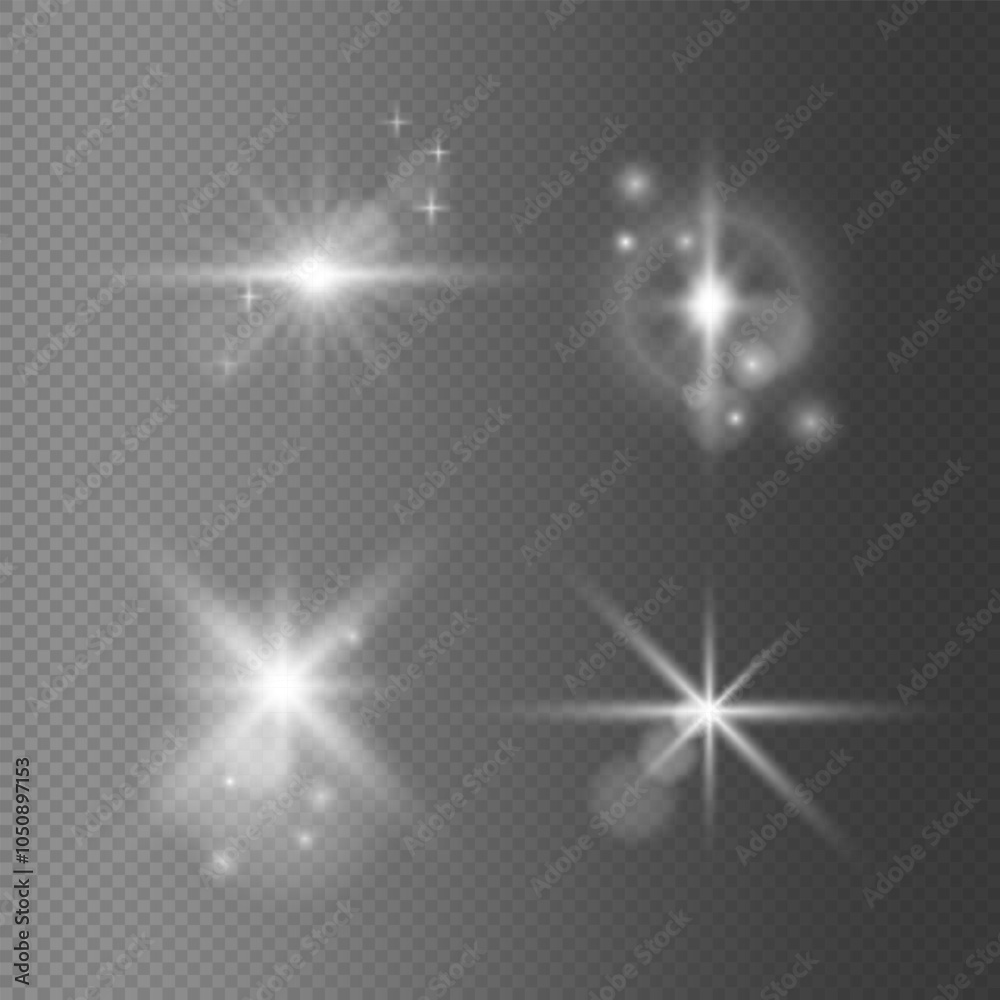 Canvas Prints realistic sparkling light effects with bokeh. glowing star on transparent background. vector light s