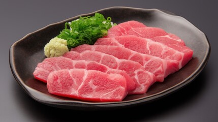 新鮮なマグロのスライスを添えた高級刺身盛り合わせで料理の楽しみを味わってください