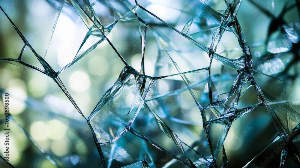 Poster a tangled web of shattered glass pieces forming a cohesive whole, symbolizing unity and resilience i