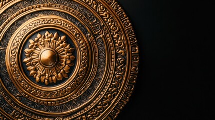 Fototapeta premium スピリチュアルな装飾や瞑想の空間に最適な、装飾的な真鍮製の曼荼羅壁アート