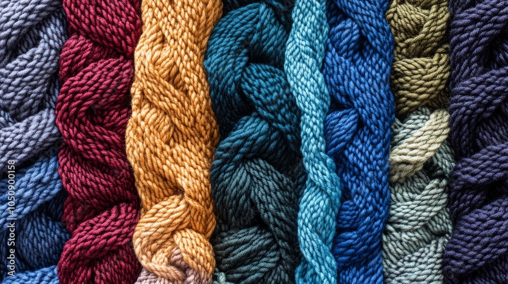 Poster a tapestry of interconnected threads in various textures and colors, symbolizing the interwoven fabr