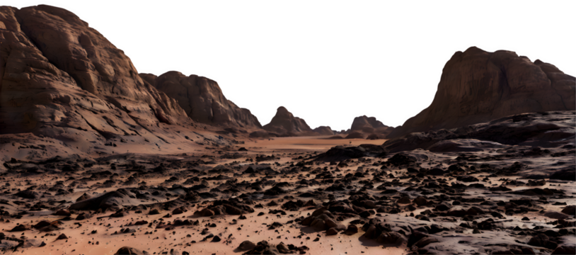Realistic Martian Desert Scene Featuring Sandy Dunes Mountains and a Barren Landscape Perfect for Science and Astronomy Themes